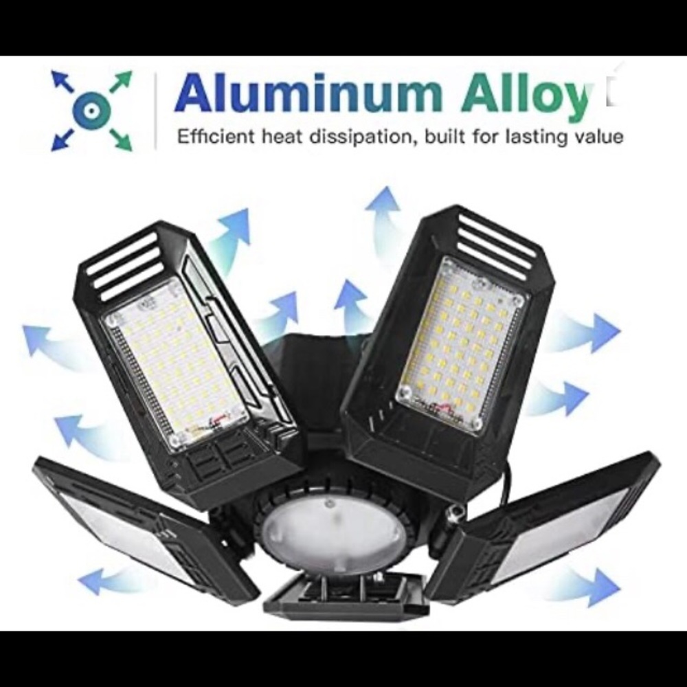 Garage Ceiling Light 120W 1 Pack, 5 Adjustable Light Heads Aluminum